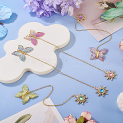 4Pcs Butterfly Sun Acrylic & Alloy Resin Charm Bookmark&nbsp;AJEW-TA00044