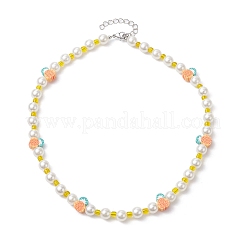 Fruit Polymer Clay & Glass Seed & Acrylic Pearl Beaded Necklace&nbsp;NJEW-JN04582-03