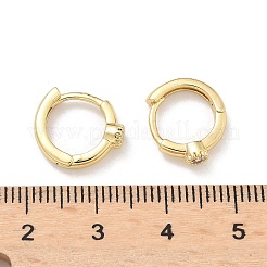 Flat Round Brass Micro Pave Clear Cubic Zirconia Hoop Earrings&nbsp;EJEW-Z102-37G