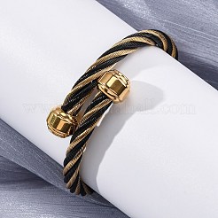 304 Stainless Steel Torque Bangles for Women&nbsp;BJEW-P310-23MC
