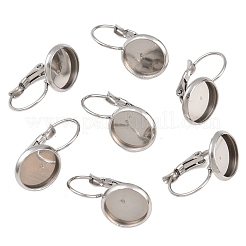 Tarnish Resistant Flat Round Tray Smooth Surface 304 Stainless Steel Leverback Earring Findings&nbsp;STAS-R065-65