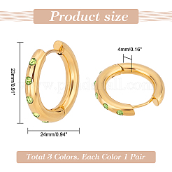3Pairs 3 Colors Real 18K Gold Plated 304 Stainless Steel Huggie Hoop Earrings with Cubic Zirconia&nbsp;EJEW-PH0001-27
