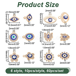 60Pcs 6 Style Alloy Enamel Pendants&nbsp;FIND-GO0001-06