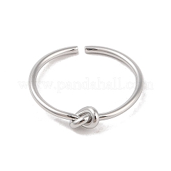 Non-Tarnish Simple Knotted 304 Stainless Steel Open Cuff Ring for Women Men&nbsp;RJEW-Z038-06P
