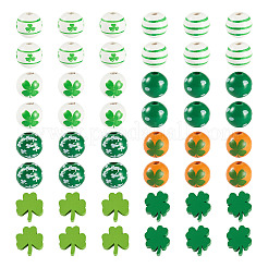 80Pcs 8 Styles Printed Wood European Beads&nbsp;WOOD-TA0002-98