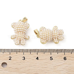 Rack Plating Real 18K Gold Plated Brass with Plastic Imitation Pearl Pendants&nbsp;KK-G482-02G