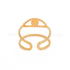 Ion Plating(IP) 304 Stainless Steel Open Pad Ring Cabochon Settings&nbsp;STAS-S119-157G