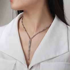 Adjustable 925 Sterling Silver Round Column Magnetic Beaded Necklaces for Women&nbsp;NJEW-A048-03P