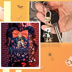 Halloween Skeleton Alloy Enamel Pendant Decoration&nbsp;HJEW-YW00033-01