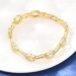 Oval Brass Micro Pave Clear Cubic Zirconia Link Chain Bracelets for Women&nbsp;BJEW-T025-03C-G