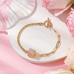 Electroplated Hexagon Prism Natural Quartz Link Bracelets&nbsp;BJEW-JB10753-05