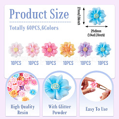 60Pcs 6 Colors Opaque Resin Cabochons&nbsp;RESI-TA0005-43