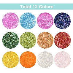 12 Styles Mixed Style Glass Round Bugle Beads&nbsp;GLAA-YW0004-94