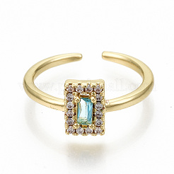 Brass Micro Pave Cubic Zirconia Cuff Rings&nbsp;RJEW-S045-039G-NR