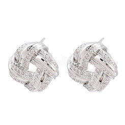 Brass Micro Pave Cubic Zirconia Stud Earrings&nbsp;EJEW-G471-45P