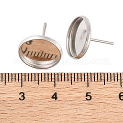 Tarnish Resistant 304 Stainless Steel Flat Round Stud Earring Settings&nbsp;X-STAS-I017-01