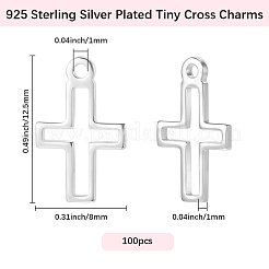 100Pcs Brass Tiny Cross Charms&nbsp;KK-BBC0024-59S