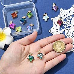 11Pcs 11 Colors Brass with K9 Glass Charms&nbsp;KK-CJ0004-07