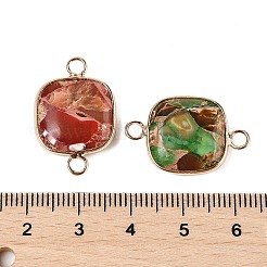 Brass Pave Natural Imperial Jasper Connector Charms&nbsp;KK-R214-08KCG