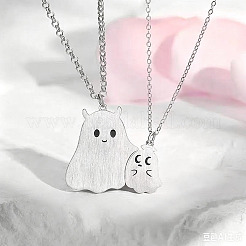 Halloween Alloy Ghost Pendant Couple Necklace Sets for Unisex&nbsp;WGE9DE0-01