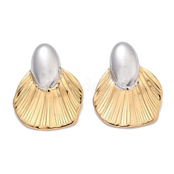 304 Stainless Steel Two Tone Fan Stud Earrings&nbsp;EJEW-C142-16PG