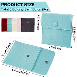 10Pcs 5 Colors Square Velvet Jewelry Bags&nbsp;TP-CP0001-04