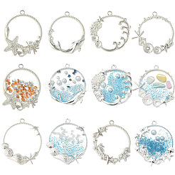 12Pcs 6 Style Alloy Open Back Bezel Pendants&nbsp;FIND-YW0007-36