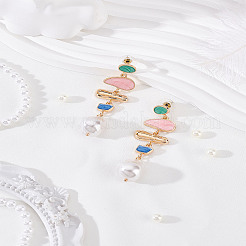 1Pair Colorful Pearl Earrings for Women&nbsp;EJEW-LP0011-04