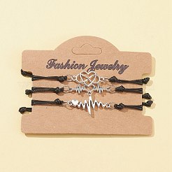3Pcs 3 Styles Heart Beat & Infinity Alloy Link Bracelets Set&nbsp;BJEW-FZ00013