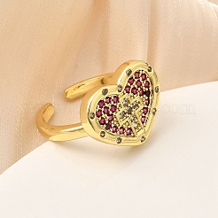 Brass Micro Pave Cubic Zirconia Cuff Rings for Women&nbsp;RJEW-F188-05G