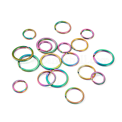 18Pcs 3 Style Ion Plating(IP) Rainbow Color 304 Stainless Steel Split Key Rings&nbsp;FIND-YS0001-13