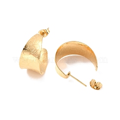 Ion Plating(IP) 304 Stainless Steel Chunky C-shape Stud Earrings&nbsp;EJEW-P198-07G