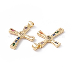 Rack Plating Brass Micro Pave Colorful Cubic Zirconia Pendants&nbsp;ZIRC-C040-05G