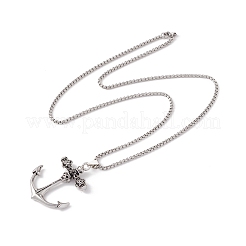 Alloy Skull Anchor Pendant Necklace with 201 Stainless Steel Box Chains&nbsp;NJEW-E016-07AS