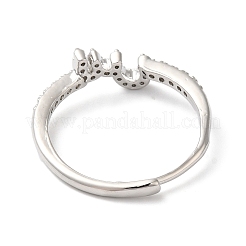 Rack Plating Brass Cubic Zirconia Arabic Letters Adjustable Rings for Women&nbsp;RJEW-S407-10P-07
