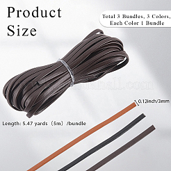 3Pcs 3 Colors Flat PU Leather Cord&nbsp;OCOR-CL0001-15B