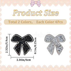 8Pcs 2 Colors Bowknot Hotfix Rhinestone Iron on Patches Appliques&nbsp;DIY-CP0009-66