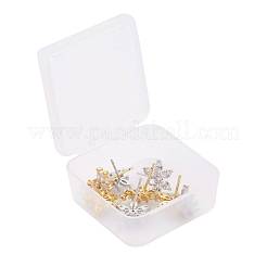 4 Pairs 2 Style Brass Micro Pave Clear Cubic Zirconia Stud Earring Findings&nbsp;KK-ZZ0001-06