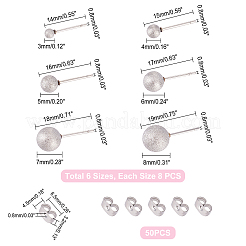 48Pcs 6 Size 304 Stainless Steel Ball Stud Earrings&nbsp;STAS-DC0007-41