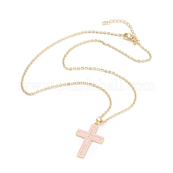 Brass Micro Pave Cubic Zirconia Cross Pendant Necklaces&nbsp;NJEW-F281-08