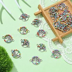 20Pcs 2 Styles Alloy Enamel Tree of Life Connector Charms&nbsp;FIND-CJ0001-62