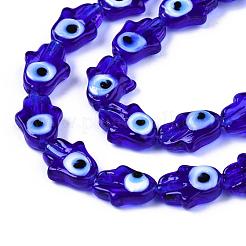 Handmade Evil Eye Lampwork Beads Strands&nbsp;LAMP-WH0006-06E