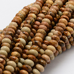 1 Strand Rondelle Natural Picture Jasper Beads Strands&nbsp;G-PA0001-67