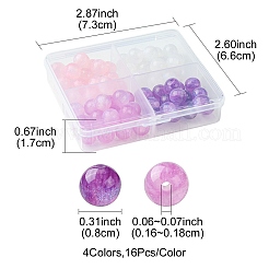 64Pcs 4 Colors Round Imitation Cat Eye Resin Beads&nbsp;RESI-FS0001-66B