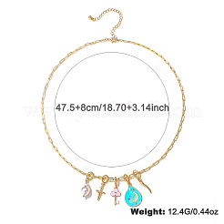Cross & Teardrop & Heart Key Zinc Alloy Enamel with Crystal Rhinestone Pendant Necklaces for Women&nbsp;FS-WGAA5F7-01