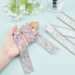2Rolls 2 Colors Gemstone Chips Iron On Applique Metal Chain Sewing Accessories&nbsp;DIY-PH0002-24
