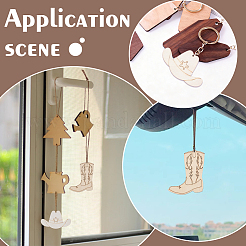 20Pcs Unfinished Wood Cowboy Hat & Boot Pendants For Painting Arts&nbsp;AJEW-PH0007-92