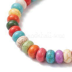 Synthetic Turquoise Rondelle Beads Stretch Bracelets for Men Women&nbsp;BJEW-JB12453