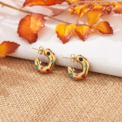 Cubic Zirconia C-shape Stud Earrings&nbsp;JE944B