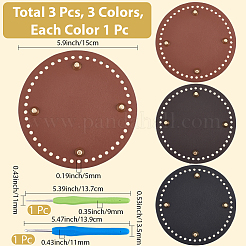 3Pcs 3 Colors Flat Round PU Leather Knitting Crochet Bags Nail Bottom Shaper Pad&nbsp;DIY-CL0002-14